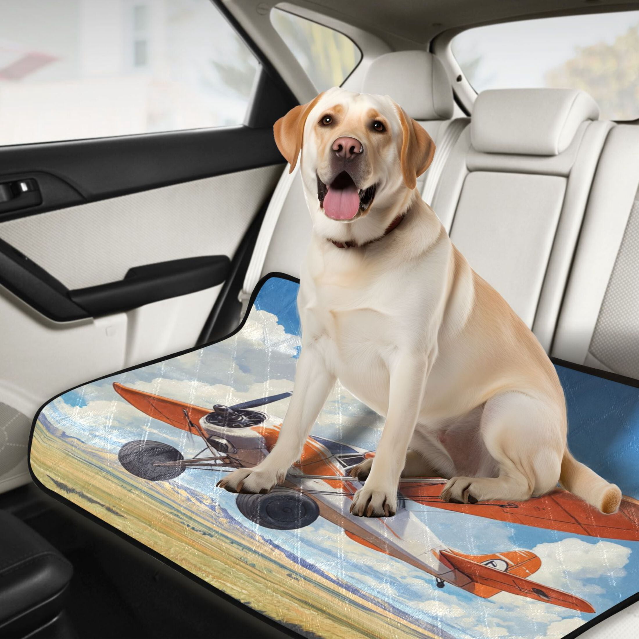 Qxltty Orange Airplane Cat litter Pads Pet Set of 3 Diaper Mats Center Anti-leakage Layer Absorbent Soft and Comfortable
