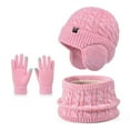 thumbnail image 3 of NAISIBABY Boys Girls Hat Scarf Glove Sets, Beanie with Earflaps Full Finger Gloves Warm Scarf Outdoor Knit 3-Piece Watermelon Red, 3 of 3