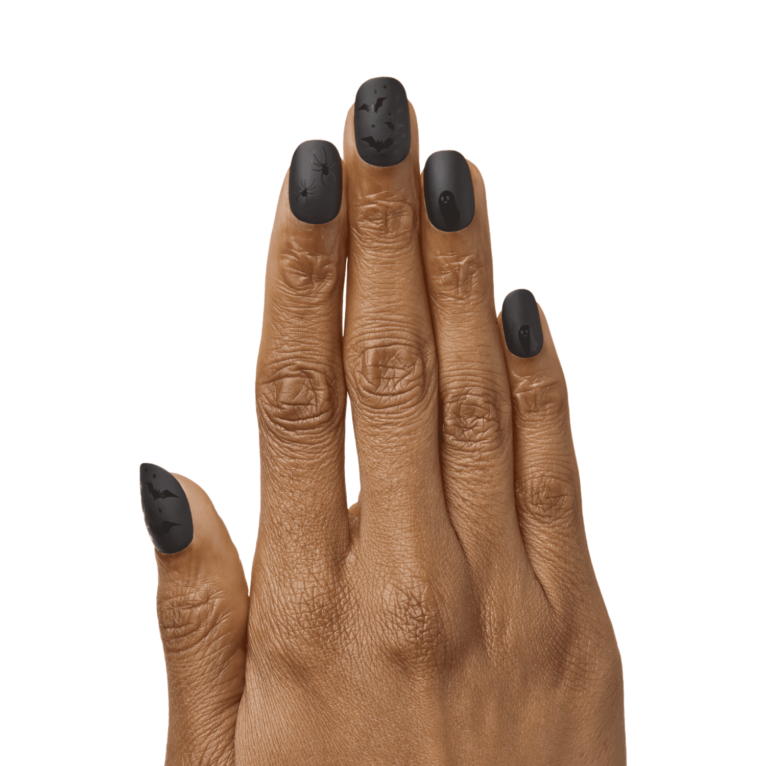 Olive & June Super Stick Effects Short Round Press-on Nails, Black Cat Chic, 32 Pieces
