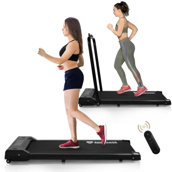 BalanceFrom SlimFold Dual-Mode Walking Pad, Compact Under-Desk Electric Treadmill with Remote Control & Transport Wheels, Quiet Space-Saving Walker for Home Office Walking or Light Jogging