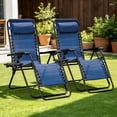 thumbnail image 5 of HaiCube Zero Gravity Chair Set of 2, Adjustable Reclining Outdoor Lounge Chairs with Cup Holder Tray & Headrest, Portable Folding Patio Chairs for Camping, Pool, Backyard, Blue, 5 of 8