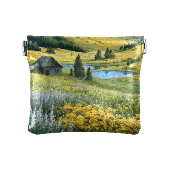 Leather Coin Wallet 4.33x3.74 Inch Portable Coin Wallet Coin Wallet Paper Wallet Card Wallet Storage Wallet Stylish and Sophisticated Spring Valley Oil Artwork