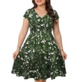 thumbnail image 3 of Iyufng Women's Summer Dresses V-Neck Printed Short Sleeve Mini Dress, 3 of 6