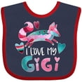thumbnail image 3 of Inktastic I Love My Gigi Pink and Blue Fox with Hearts Boys or Girls Baby Bib, 3 of 4