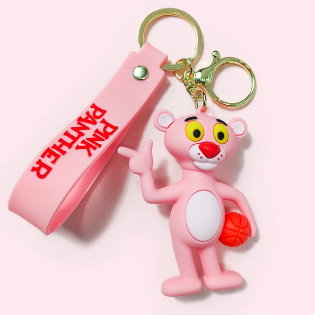 Llavero creativo de Pantera Rosa, linda muñeca deportiva, bolso escolar periférico de dibujos animados, bolso cruzado, colgante, regalo para niños y niñas