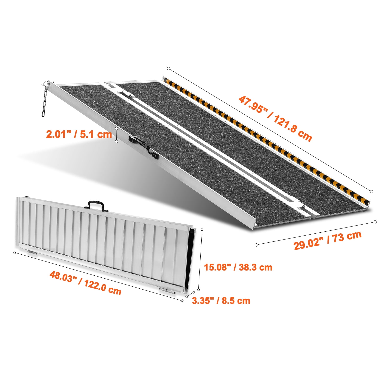 KFFKFF Folding Wheelchair Ramp Portable Aluminum Threshold Ramp 4 ft 800 lbs