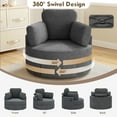 thumbnail image 2 of MEISSALIVVE Swivel Accent Chair with Half Moon Ottoman, Round Chairs with Drawer Storage for Living Room, 360° Barrel Chair with USB Charging Port (Gray Corduroy), 2 of 8