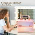 thumbnail image 6 of Lightweight Cosmetic Box Makeup Train Case Lockable Makeup Case Organizer 2 Trays Makeup Storage with Mirror Locking for Portable Makeup Storage Box, 6 of 8