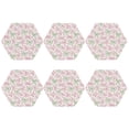 thumbnail image 2 of Lsque Cute ribbons set Pattern 4" Drink Coasters Set of 6, Leather Absorbent Coasters, Table Coaster Set Decorative Coffee Cup Coasters Housewarming Gift,Hexagon, 2 of 7