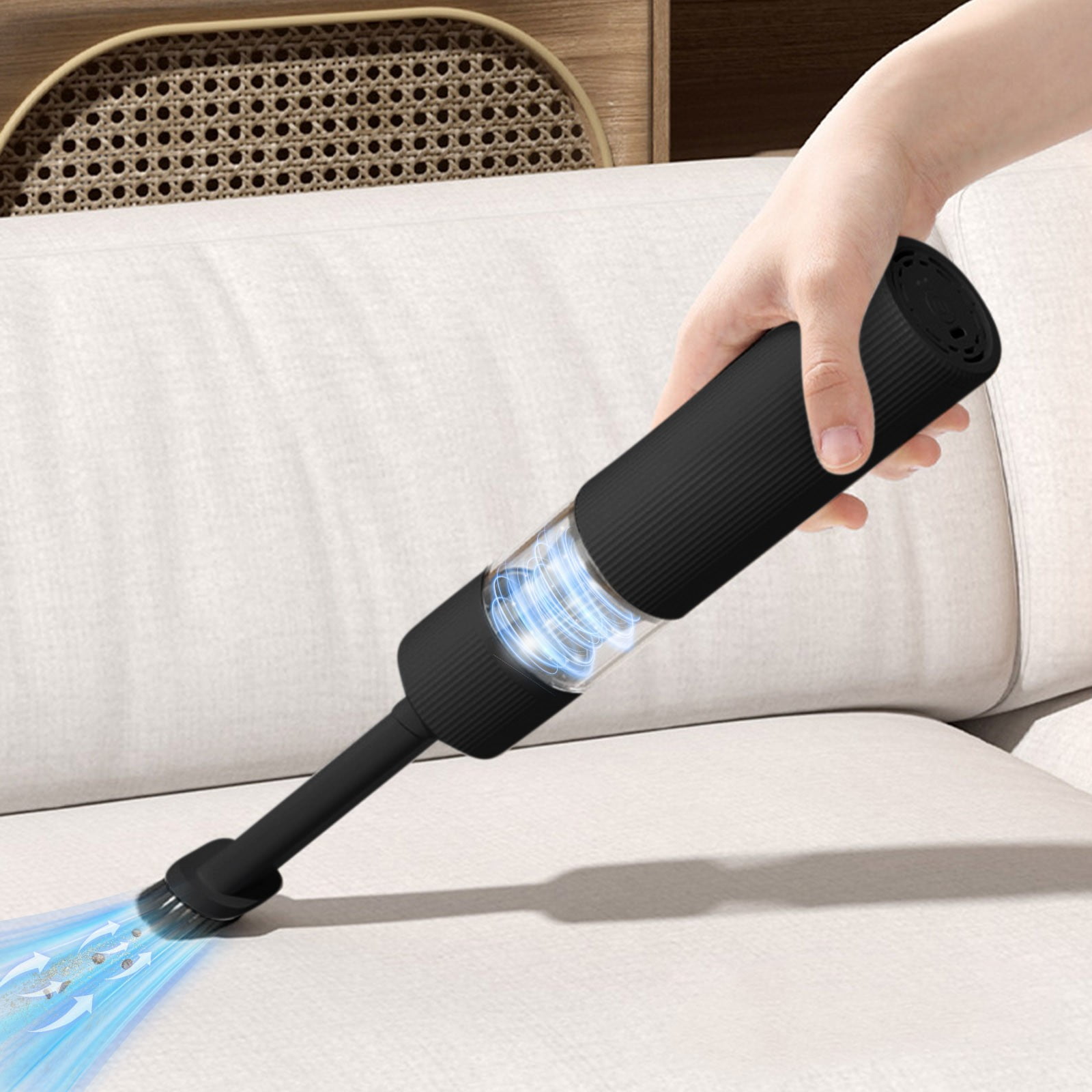 Wireless Handheld Car Vacuum Cleaner - Portable,Powerful Suction for Dirt Removal,0.2L Capacity, Multi-Functional with Long Nozzle & Hair Remover,Compact Home and Auto Cleaning Kit(Black,A)