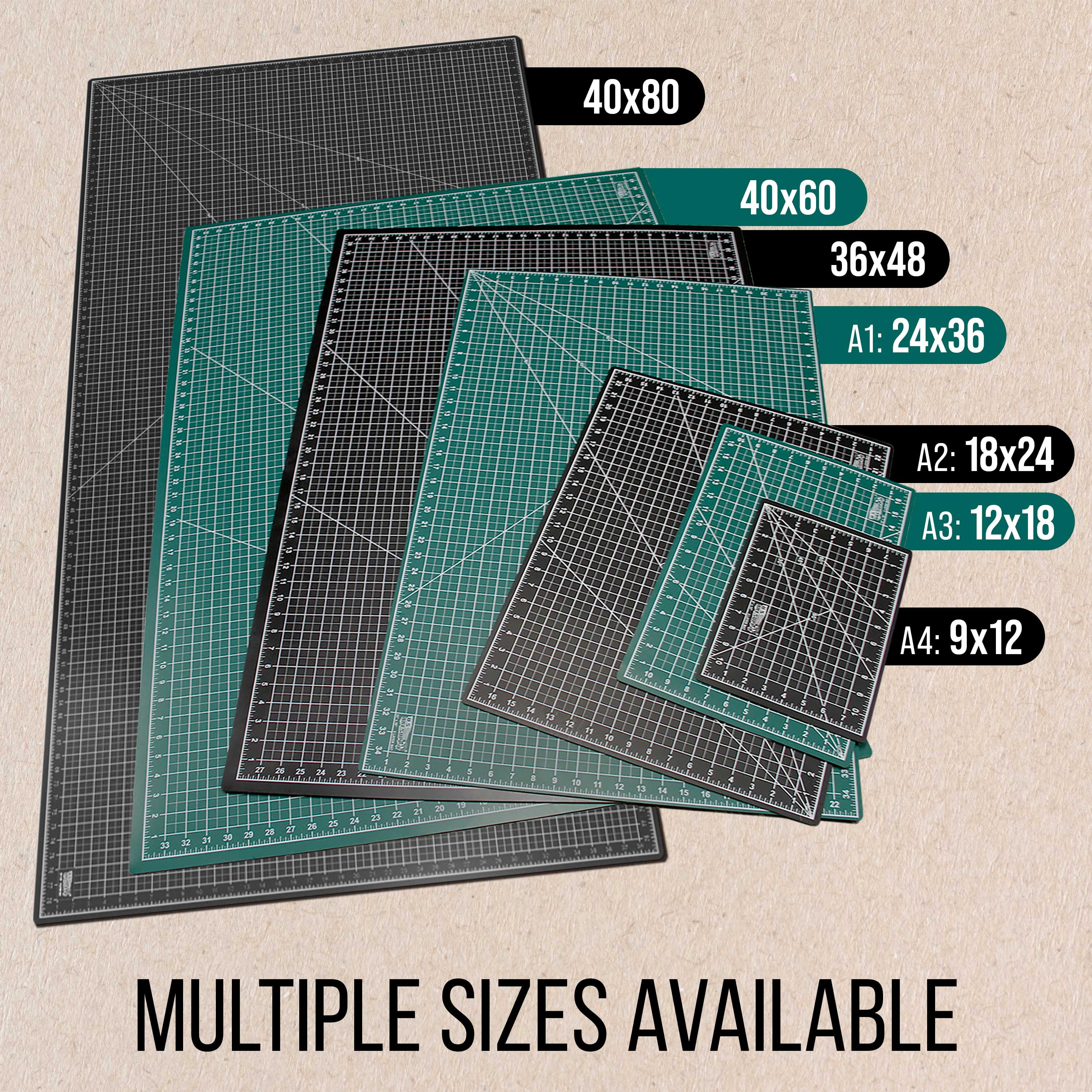 U.S. Art Supply 9" x 12" Self-Healing Cutting Mat 5-Ply - Double-Sided Green/Black Craft Mat, Non-Slip Cutting Mats for Crafts, Sewing, Quilting, Scrapbooking