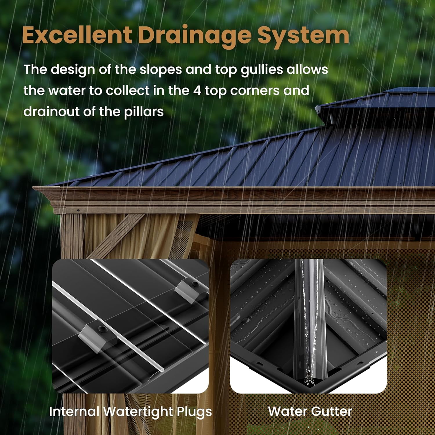 VENTOPYR 12'x16' Hardtop Gazebo Rustproof Double Roof Metal Roof with Netting and Curtains,Durable Outdoor Pavilion for Patio,Lawn and Garden