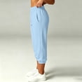 thumbnail image 6 of Pants for Women Baeitkot Women's Linen Casual Solid with Pocket Elastic Waist Cargo Pants, 6 of 8