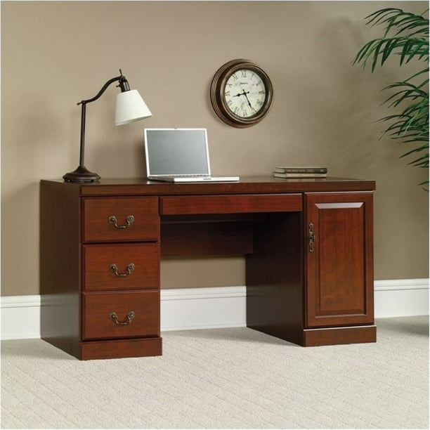 Bowery Hill Traditional Home Office Computer Credenza Desk In Cherry Com Computer Credenza Desk, Home Office Desk With Credenza
