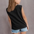 thumbnail image 3 of Inglocry Girls Cap Sleeve T Shirts Kids Summer Crewneck Solid Tops Tees Basic Cute Summer Tops For Teens 5-14 Years Black 4-5Y, 3 of 4