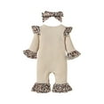 thumbnail image 3 of Autumn Christmas Infant Baby Girls Boys Leopard Print Clothes Set 3M 6M 9M 12M 18M Long Flared Sleeve Jumpsuit+ Headband Xmas Suit, 3 of 10
