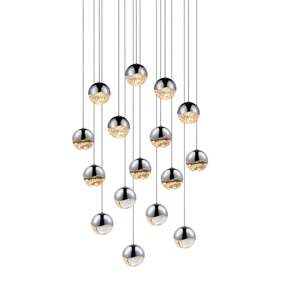 Sonneman 2923-Med Grapes 16 Light 24" Wide Led Suspension Multi Light Pendant - Chrome