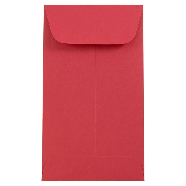 JAM 5.5 Coin Envelopes, 3 1/8 x 5 1/2, Red, 25/Pack