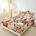 thumbnail image 4 of Manfei Cute Cartoon Dogs Full Size Sheets,Pet Animal Lovers Bed Sheets,Beige Orange Gray Sheet Sets For Boys Girl,Ultra Soft Home Decor,4pcs, 4 of 7