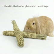 Wirlsweal Rabbit Toy Teeth Grinding Toy Natural Grass Hand-woven Hamster Rabbit Carrot Chew Toy Cage Accessories