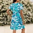 thumbnail image 5 of Nmnitkp Dresses for Women Casual Summer T-Shirt Dress, V-Neck Short Sleeve Empire Waist Loose Fit Flowy Mini Dress with Pockets, Solid Color for Everyday & Vacation Wear Light Blue,M, 5 of 7