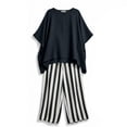 thumbnail image 5 of AHTJRT Women's Lounge 2 Piece Outfits Loose Fit Tunic Tops and Flowy Striped Wide Leg Pants Set Summer Beach Vacation Everday Wear Outfits Black XXL, 5 of 7