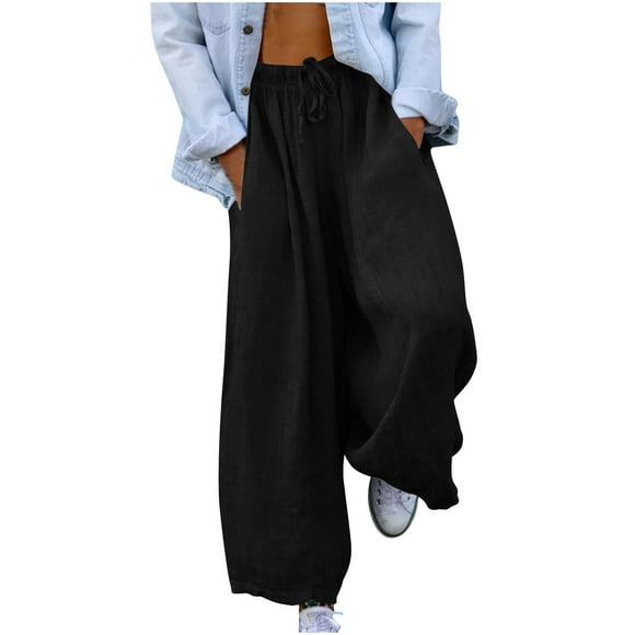 ohmzyzo Fashion Women Summer Pocket Pants Casual Bandage Solid Full Length Pant