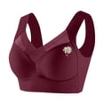 thumbnail image 1 of ManxiVoo Wireless Comfort Bras Full Coverage Minimizer with Adjustable Straps and Side Support for Everyday Wear Smooth T-Shirt Design XXL Size Wine, 1 of 6