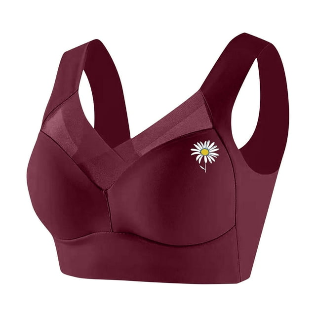 ManxiVoo Wireless Comfort Bras Full Coverage Minimizer with Adjustable Straps and Side Support for Everyday Wear Smooth T-Shirt Design XXXXL Size Wine