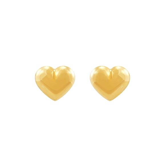 Brilliance Fine Jewelry Girls 10K Yellow Gold Puffed Heart Stud