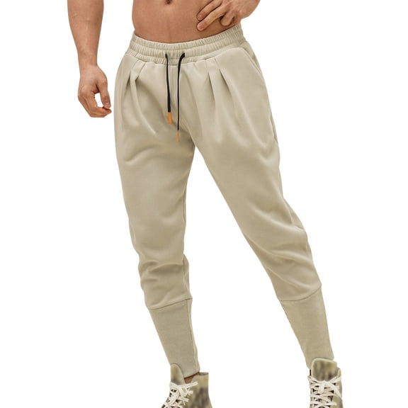 Vedolay Mens Sweatpants with Pockets Linen Pants Casual Long Pants Casual Trousers Beige,L