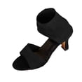 thumbnail image 2 of Samdudou Heels for Women Open Toe Knit Stretch Ankle Bootie Sandals Elegant Slip On Spool Low Heel Dressy Shoes for Evening Party Wedding Guest Dance Banquet, 2 of 8