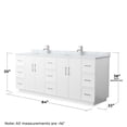 thumbnail image 4 of Wyndham Collection WCH747484DWHCMUNSMXX 84 in. Elan Double Bathroom Vanity with Toe Kick in White, White Carrara Marble Countertop - Undermount Square Sink - Brushed Nickel Trim, 4 of 5