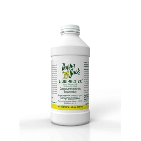 Happy Jack® Liqui-Vict 2X Dog Canine Wormer Round Hook Worms Parisites 8 oz