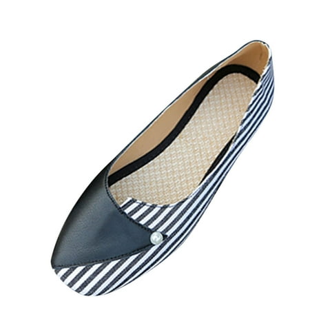 

Mackneog Spring And Summer Comfortable Casual Flat Pump Women s Shoes With Color Matching Stripes Gift on Clearance