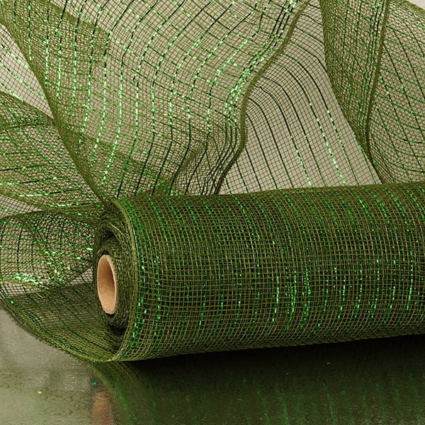 21" X 10 Yards Olive/Dark Green Deco Mesh W/Mtllc Stripe by Paper Mart