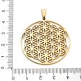 thumbnail image 3 of Ion Plating(IP) 304 Stainless Steel Pendants Spiritual Charms Flat Round with Flower of Life/Sacred Geometry Real 18K Gold Plated 42x39x1.2mm Hole: 8x6mm, 3 of 3