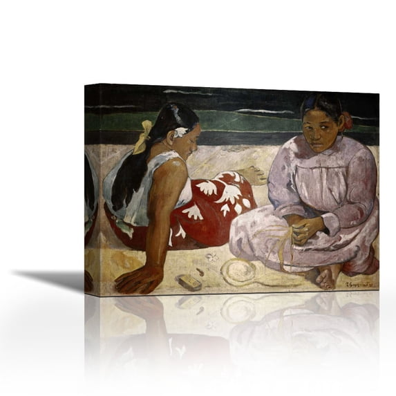 Tahitian Women - On The Beach - Contemporary Fine Art Giclee on Canvas Gallery Wrap - wall décor - Art painting - 36 x 27 Inch - Ready to Hang