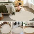 thumbnail image 6 of White Swan 4ft Round Rug, Farmhouse Solid Beige Color Modern Art Non-Skid Rubber Backing Large Area Rugs - Living Room Bedroom Home Office, Indoor Floor Mat Carpets Washable Rug, 6 of 9