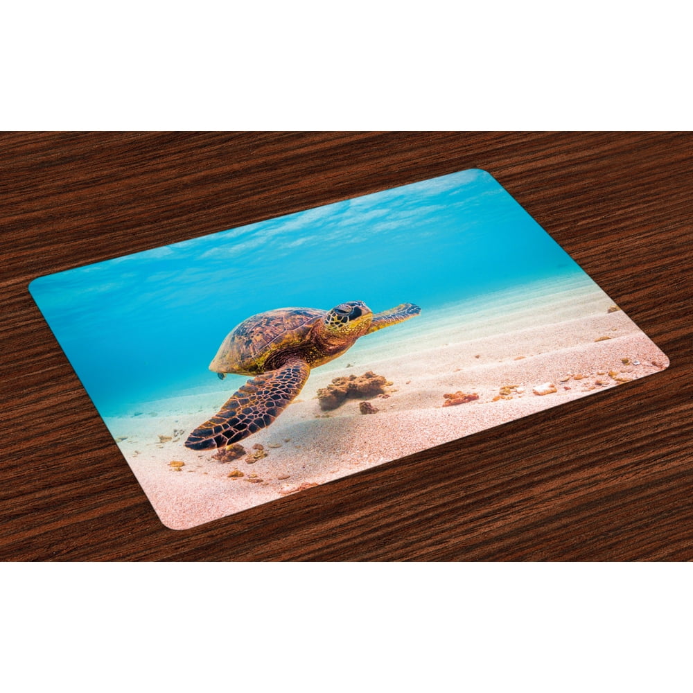 Turtle Placemats Set of 4 Hawaiian Green Sea Turtle Cruises in Warm