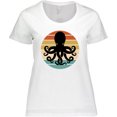 thumbnail image 3 of Inktastic Octopus Retro Vintage Sunset Women's Plus Size T-Shirt, 3 of 5