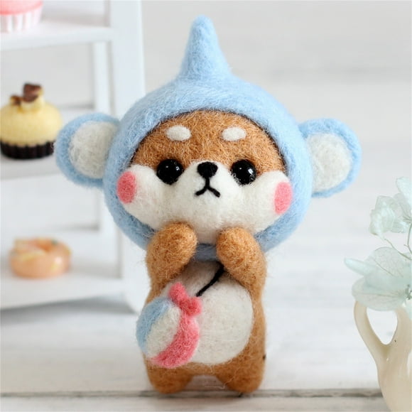 PVCS Cute Dog Pattern Handmade DIY Poke Wool Felts Material Production Package for Kids