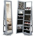 thumbnail image 1 of Costway Armoire à Bijoux Rotative à 360° 2-en-1 Verrouillable Gris Miroir, 1 of 9