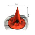 thumbnail image 2 of Witch Hat Halloween Decorations 15 Inch Foldable Rose Mesh Wizard Hat for Halloween Party Carnival Masquerade Holiday Dress Up, 2 of 7