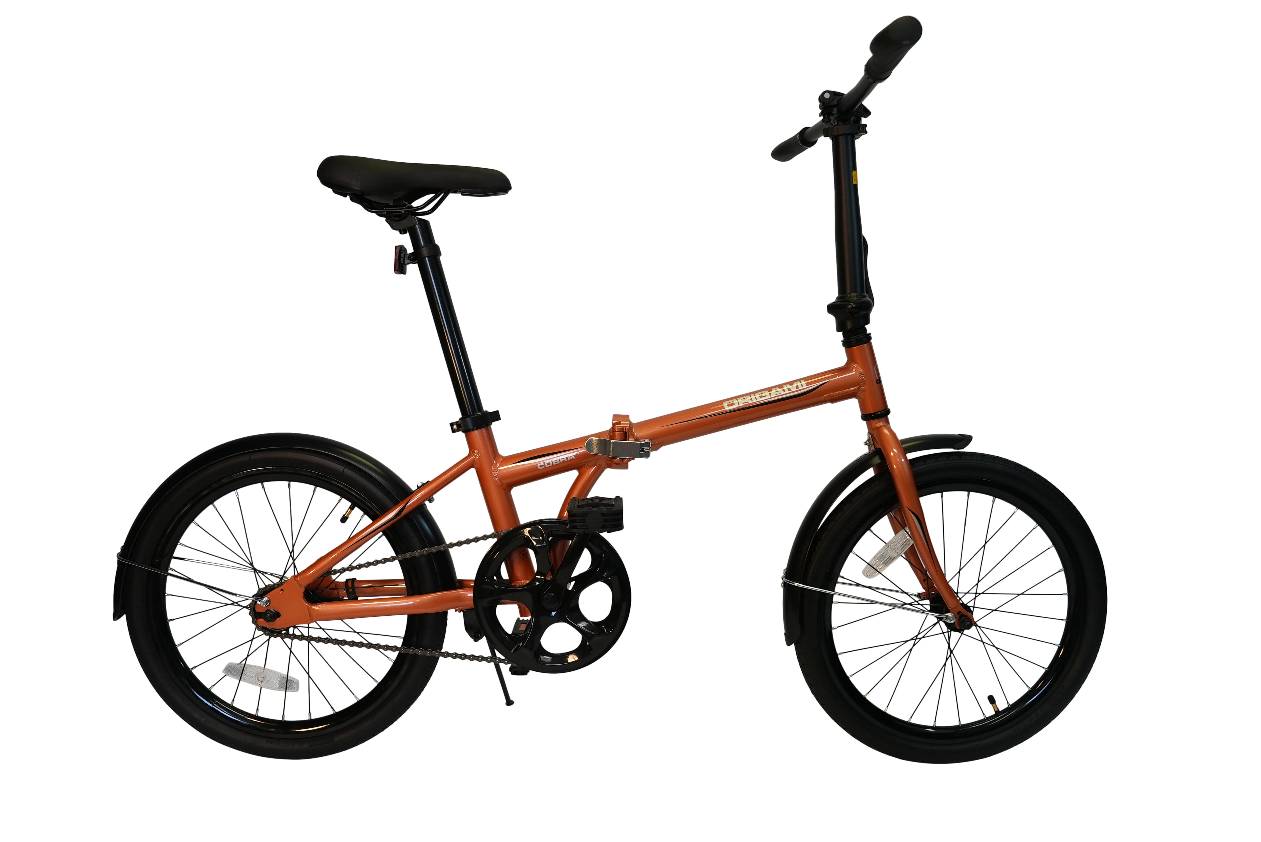 Origami Cobra single-speed lightweight folding bike in Copper