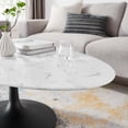 thumbnail image 7 of Modway Lippa 48" Oval Artificial Marble and Metal Coffee Table in Black/White, 7 of 7