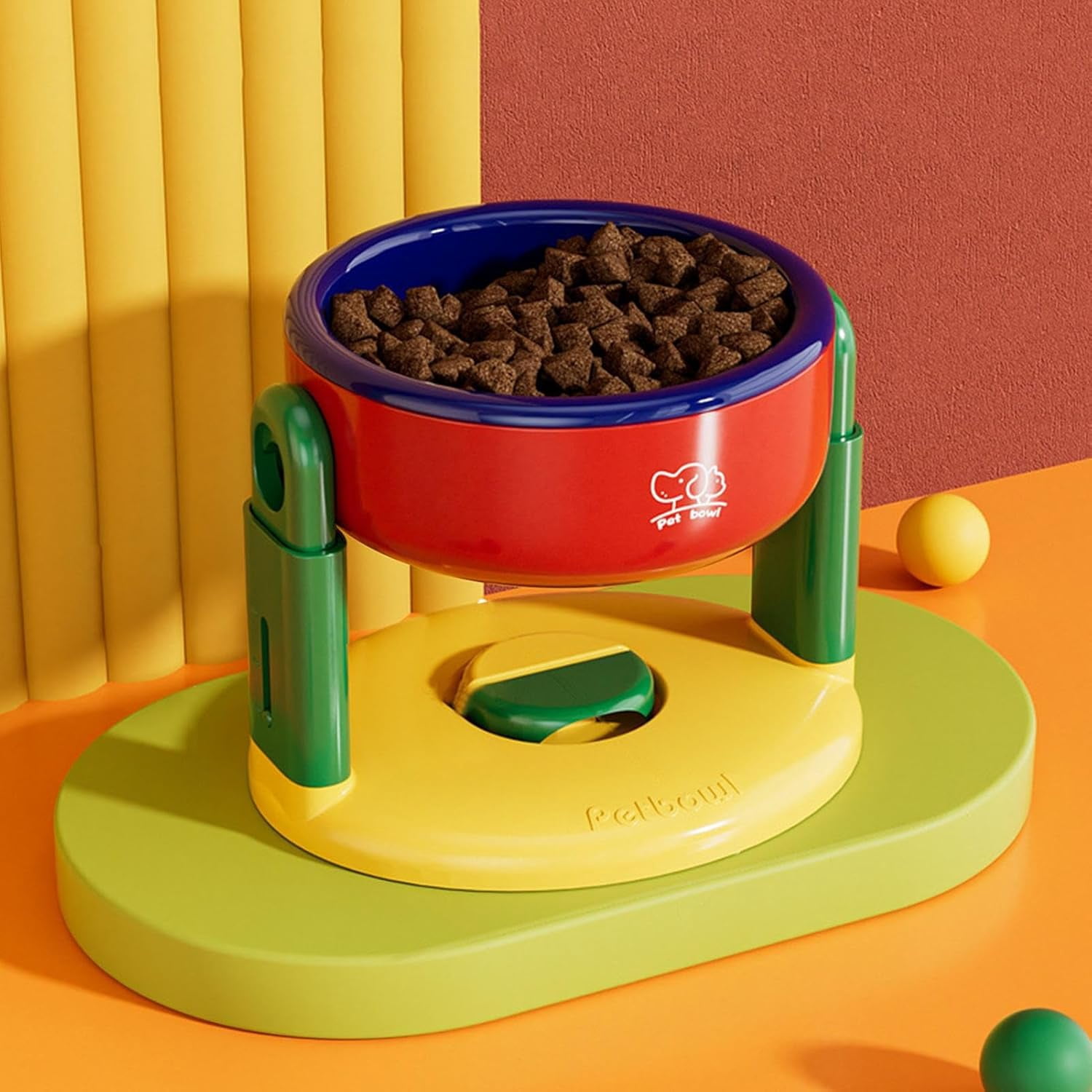 Raised Pet Bowl – Adjustable Height Stand, Suction Cup Feeding Dish | Cat Dog Water Bowl Puppy Small Medium Large Dogs, Indoor Outdoor Pet Supplies Home Kitchen Feeding Accessory