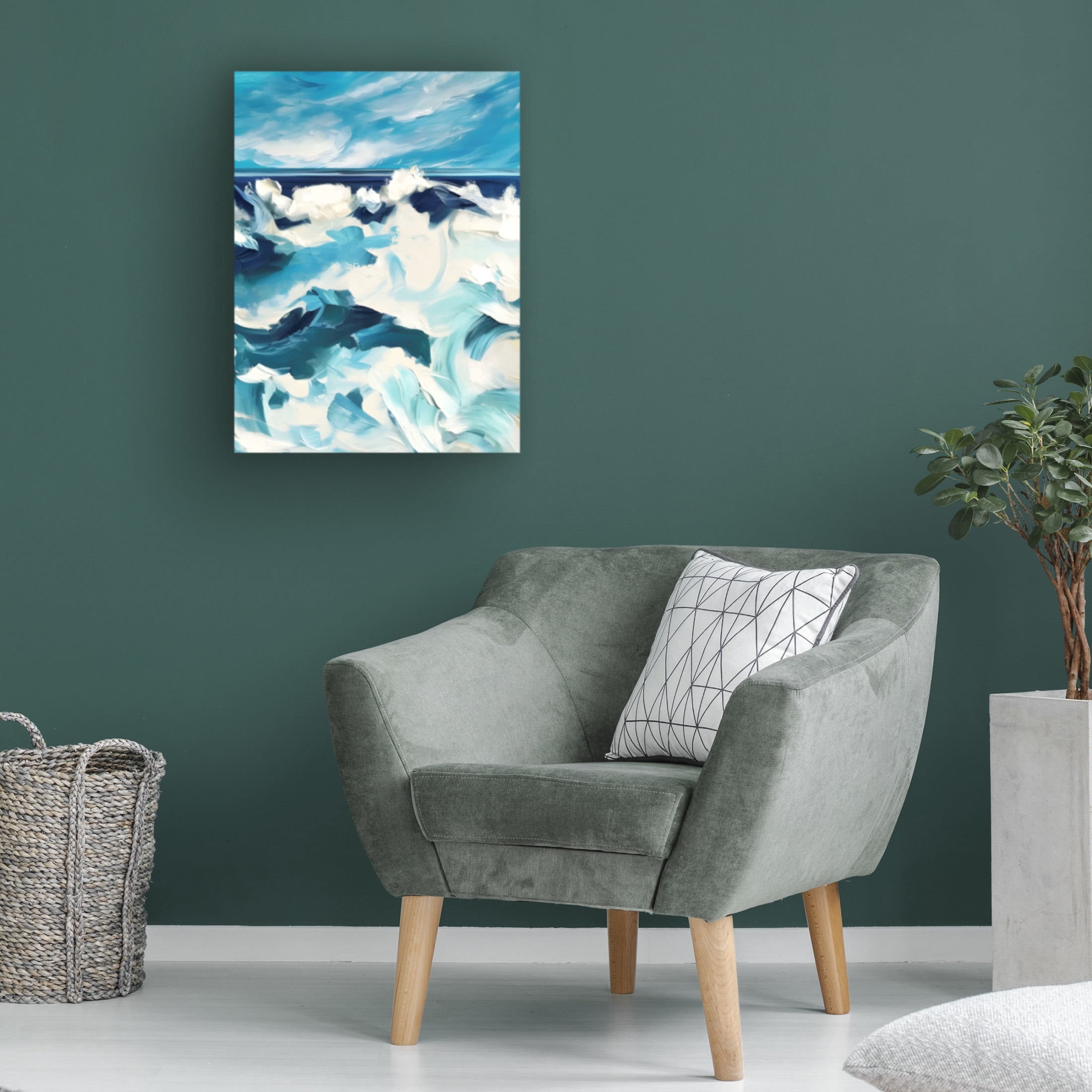 Canvas Wall Art - Tina Lavoie 'Abstract Dramatic Waves I' Wall Art for Living Room, Bedroom, or Office Décor by Trademark Fine Art - 35 x 47 Inches