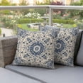 thumbnail image 4 of Vintage Farm Pillow Covers 2 Pack Blue Flowers Bohemian Style Farmhouse Pillowcase Waterproof Outdoor Throw Pillow Cover for Patio Garden Square Cushion 18”x18”, 4 of 9