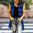 thumbnail image 6 of TGSLY Women's Plaid Long Vest Jacket Lightweight Collared Button Down Open Layering Gilet Dressy Casual Sleeveless Cardigan Coat XL, 6 of 7